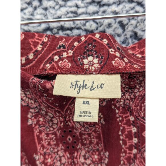 Style & Co. Paisley Boho Maxi Skirt Size XXL Pull On Elastic Waist Western Red - Picture 9 of 10